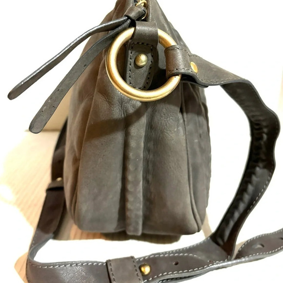 Stuart Weitzman gray leather  suede crossbody handbag - Picture 3 of 9